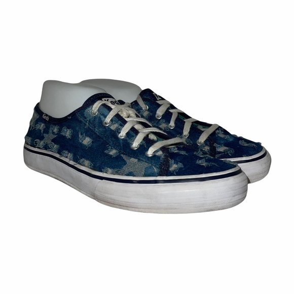 Keds Distressed Frayed Denim Star Fashion Sneakers Women's 9 - Picture 1 of 10